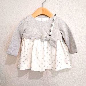 Tahari Baby Gray & White Polka Dot Dress 6-9 Months